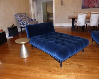 Contemporary Roche Bobois Profile Sectional Sofa & Chaise Designed By Roberto Tapinassi & Maurizio Manzoni, Intricately Carved Coffee Table