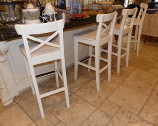 4 White Bar Stools