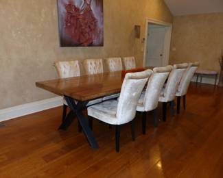 Roche Bobois Dining Table, 8 Armless Dining Chairs (Designer Unkown)