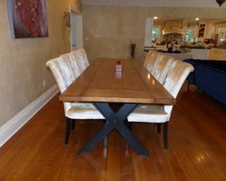 Roche Bobois Dining Table, 8 Armless Dining Chairs (Designer Unkown)