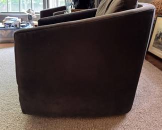 Pair of Velvet Swivel Barrel Chairs. Each Measures 28" W x 36" D. Photo 2 of 3.