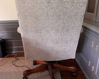 Custom Herringbone Upholstered Executive Desk Chair. Photo 4 of 4