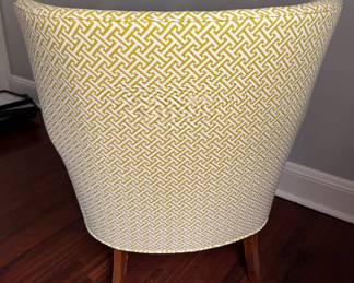 Queen-Anne Style Greek Key Upholstered Wing Back Chair.  Measures 32" W x 34" D. Photo 3 of 3.