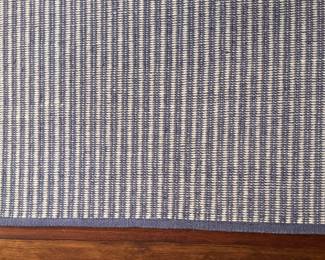 Land of Nod Blue & White Stipe Wool & Cotton Rug. Measures 8' x 10'. Photo 2 of 4. 