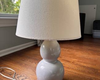 Double Gourd White Glazed Ceramic Table Lamp. Measures 24" H. 