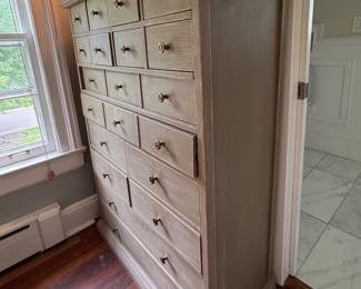 Gustavian-Style Apothecary Chest of Drawers. Measures 40" W x 19" D x 55" H. Photo 2 of 2.