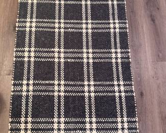 Cotton Black & White Plaid Rug. Measures 3' x 5'. 
