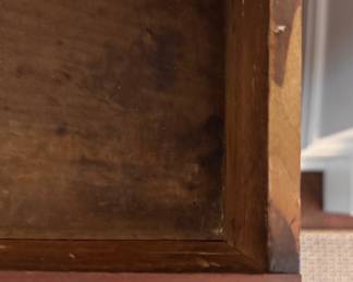 Antique Mahogany Hepplewhite Style Chest of Drawers with Oval Brass Hardware.  Measures 38.5" W x 18.5" D x 33" H. Photo 6 of 7.