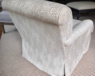 Pair of Cheetah Print Fabric Upholstered Club Chairs with Down Filled Cushions. Each Measures 32" W x 40" D. Photo 4 of 5 