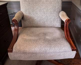 Custom Herringbone Upholstered Executive Desk Chair. Photo 1 of 4.