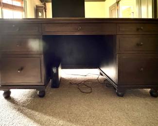 RH Annecy Metal-Wrapped "Executive" Desk in Aged Bronze with Patina. Measures 68" W x 30" D x 30" H. Photo 1 of 5. 