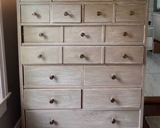Gustavian-Style Apothecary Chest of Drawers. Measures 40" W x 19" D x 55" H. Photo 1 of 2. 
