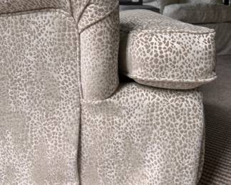 Pair of Cheetah Print Fabric Upholstered Club Chairs with Down Filled Cushions. Each Measures 32" W x 40" D. Photo 3 of 5. 