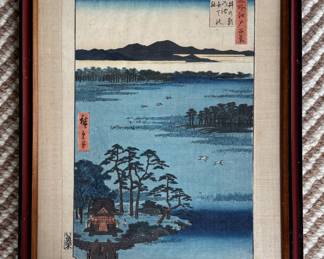 Utagawa Hiroshige "Benten Shrine, Inokashira Pond" from One Hundred Famous View of Edo. Photo 1 of 3. 
