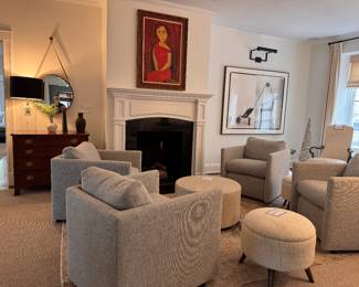 Set of Four Like New Highland House "Dar" Club Chairs (Down & Foam Wrapped).  Each Measures 27" W x 34" D. Photo 4 of 4. 
