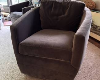 Pair of Velvet Swivel Barrel Chairs. Each Measures 28" W x 36" D. Photo 1 of 3. 