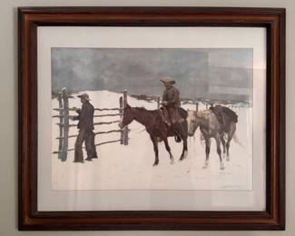 "The Fall of the Cowboy," Frederic Remington Framed Print. Measures 38" x 30". Photo 1 of 2. 