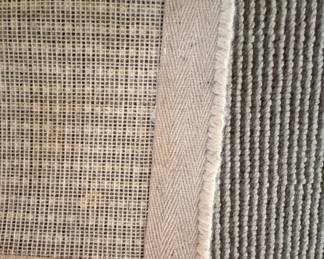 Light Wool Area Rug. There is Fading Underneath The Ottoman. Measures 14' 8" x 16". Photo 4 of 4.