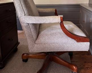 Custom Herringbone Upholstered Executive Desk Chair. Photo 2 of 4