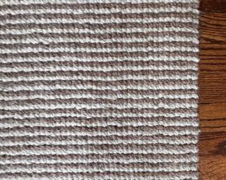 Light Wool Area Rug. There is Fading Underneath The Ottoman. Measures 14' 8" x 16". Photo 2 of 4.