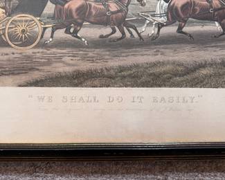 19th Century Aquatint Engraving "We Shall Do It Easily." Measures 38" W x 24" H. Photo 4 of 4.