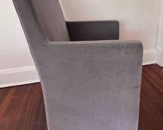 Set of 6 RH Ellison Track Arm Dining Chair in Light Grey Velvet Upholstery. On Casters. Each Measures 24" W x 26" D with 19" Seat Height. Photo 2 of 3.