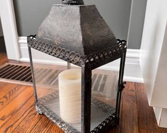 Antique Grey Finish Lantern. Measures 10" x 7" x 19" H. Photo 1 of 2. 