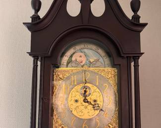 Elliott of London English Mahogany Grandfather Clock. Measures 96" H. Photo 2 of 3.