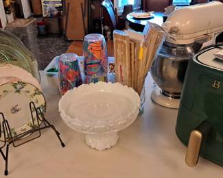 VINTAGE GLASS WARES, AIR FRYER, MIXER WITH EXTRAS
