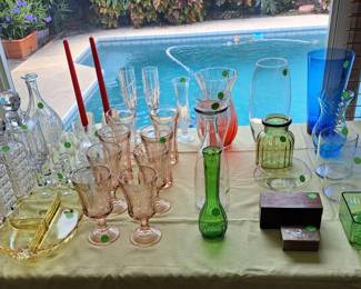 INDIANA GLASS AND MORE VINTAGE GLASSWARE, COPPER, ETC