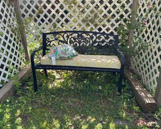Wrought iron outdoor bench 