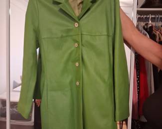 Vintage Green Leather Coat Turkey