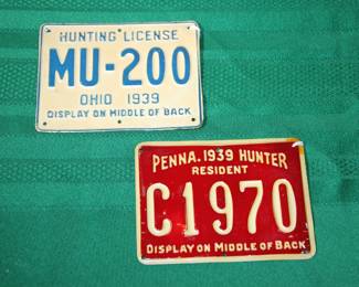 1939 PA Metal Hunting License, 1939 Ohio Metal Hunting License
