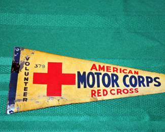 2 Sided American Motor Car Red Cross Pennant