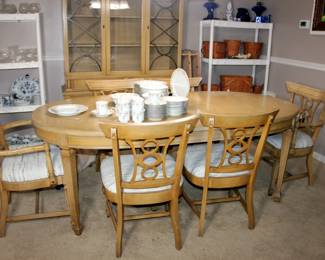 Custom Made Dining Set by Anthony Furniture, Boston, Mass. Dining Table with 6 Chairs & 3 Leaves