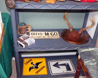 Vintage Ohio License Plate, Deer Antler Mount