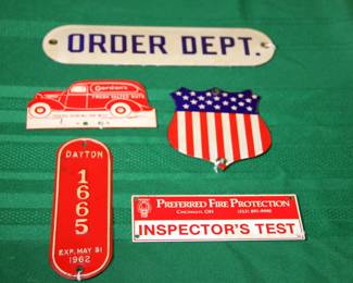License Plate Toppers, 1962 Dayton Bicycle License, Porcelain Signs