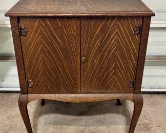 Antique Oak Record Holder