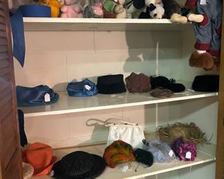 vintage hats, vintage stuffed animals