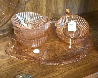 vintage pink depression glass 