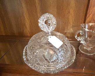 Hofbauer German lead crystal cheese/butter dish 