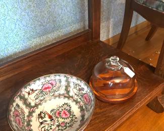 asian bowl, domed cheese dish 
