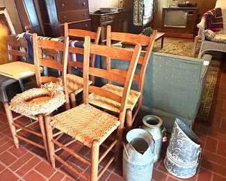 4 child's cane chairs 