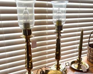 solit brass candlesticks with chimney