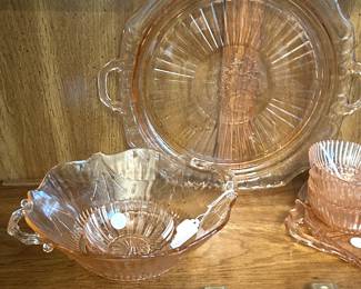 vintage pink depression glass 