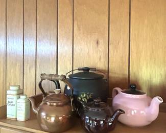collection of tea pots 