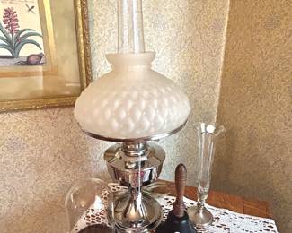Nickel finish Aladdin lamp with very old shade 