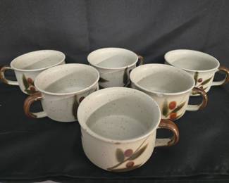 six ceramic coffee cups