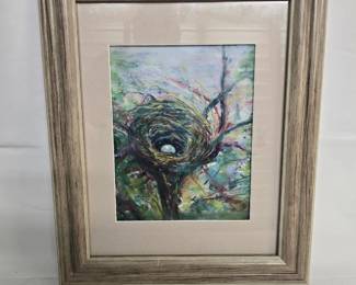 birds nest w egg painting