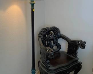 This chair is interesting and works well next to the lamp.